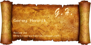Gerey Henrik névjegykártya